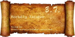 Borbély Talabor névjegykártya